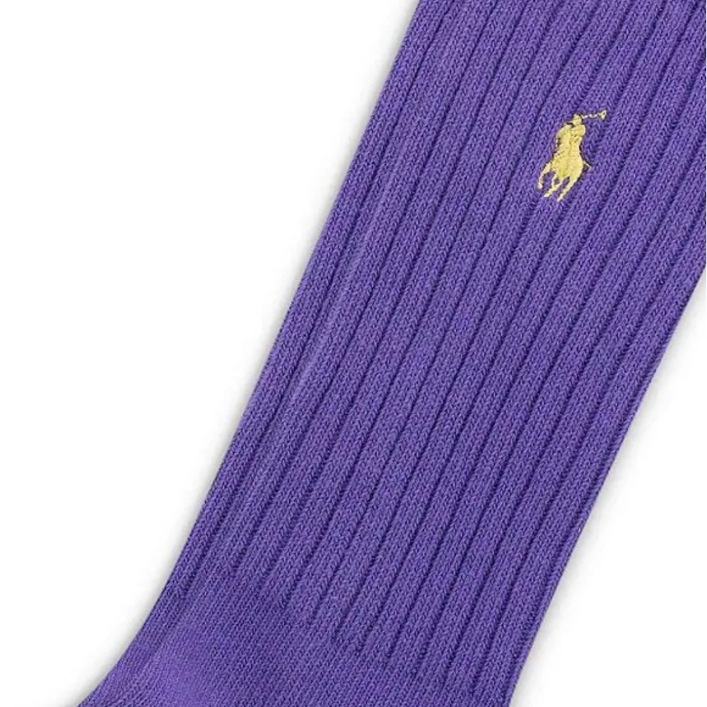 NWT Men's Polo by Ralph Lauren Vibrant Purple Ribbed Socks - Picture 2 of 2